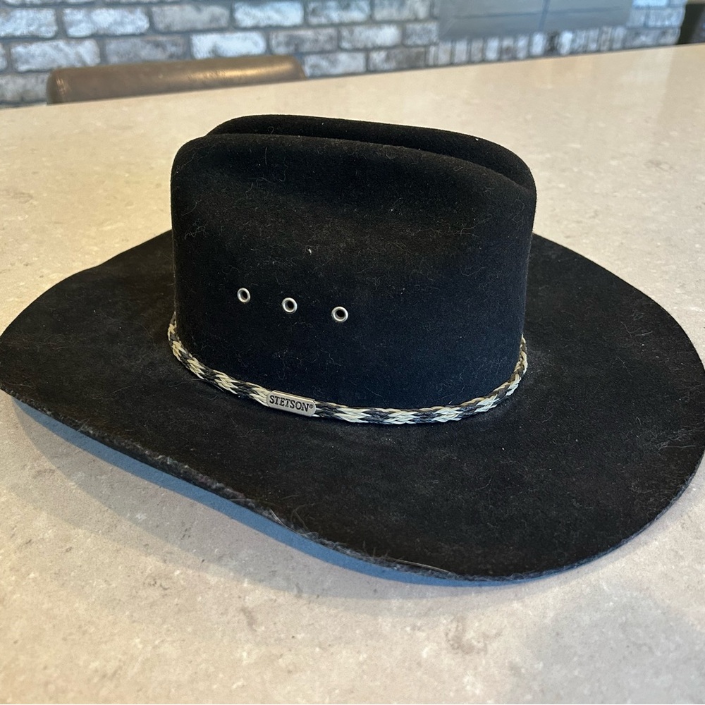 Stallion by Stetson Black Wool Cowboy Hat Ukiah; Unisex; Size 7-7 1/8